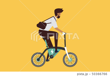 man riding fast modern electric bicycle 50366766