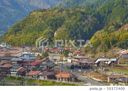 島根県 山陰 の小京都 津和野駅周辺の街並みの写真素材