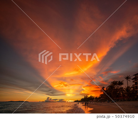 Rayong beach and sunset, this image can use for ba 50374910