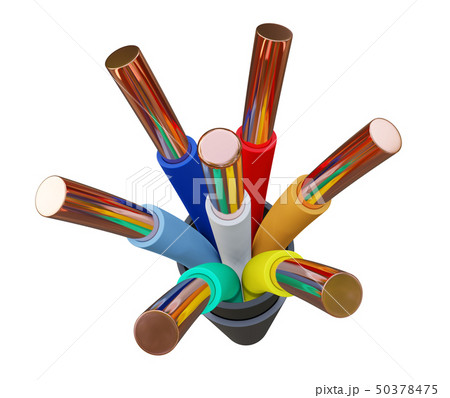 Seven-wire cable, different colors. 3D illustration 50378475