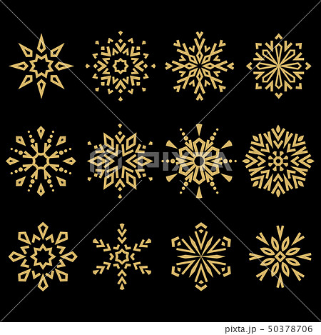 Snowflakes icon collection. Graphic modern gold 50378706