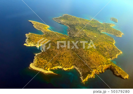 Fleves island aerial view near Athens, Greece 50379280