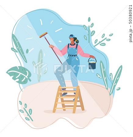 Young woman who washing the window Young woman who washing the window 50380921