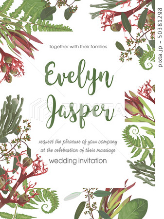 Wedding, watercolor seasonal flower card.Plants, Wedding, watercolor seasonal flower card.Plants, 50381298