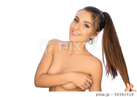 Happy girl in the nude cropped portrait 50381419