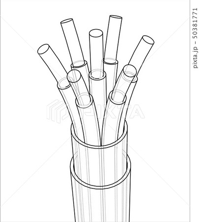 Seven-wire cable. Wire frame. Vector 50381771