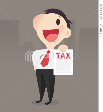 Cartoon businessman holding tax form Cartoon businessman holding tax form 50383528