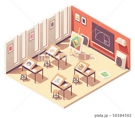 Vector isometric school art classroom Vector isometric school art classroom 50384502