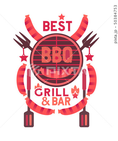 Best BBQ grill funny flat hand drawn vector color 50384753