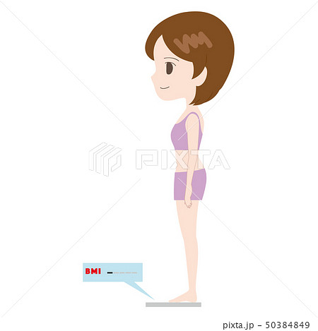 体重計に乗る女性のイラスト素材