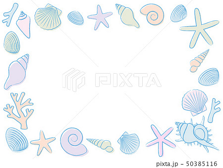 貝殻 フレームのイラスト素材 50385116 Pixta
