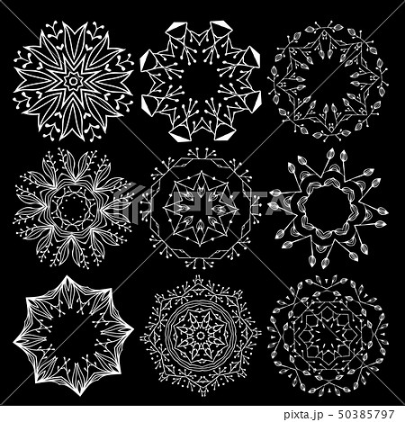Beautiful ornamental rosettes set. For ethnic or tattoo design. Beautiful ornamental rosettes set. For ethnic or tattoo design. 50385797
