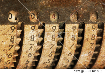 Vintage manual adding machine isolated - 400 50385833
