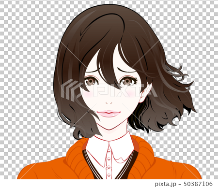 秋服の女性 照れる なびく髪のイラスト素材 秋服の女性 照れる なびく髪のイラスト素材