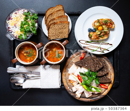 The traditional national Ukrainian beet soup borscht. Homemade Russian, Ukrainian and Polish The traditional national Ukrainian beet soup borscht. Homemade Russian, Ukrainian and Polish 50387364