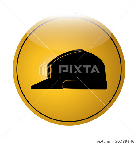 Construction helmet silhouette in a button Construction helmet silhouette in a button 50389346
