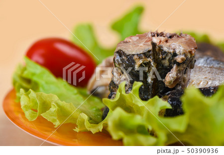 Macro shot. Pieces of sardine iwashi 50390936