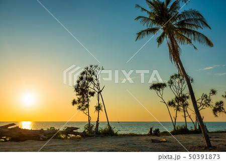 Landscape at sunset from tropical beach Landscape at sunset from tropical beach 50391873