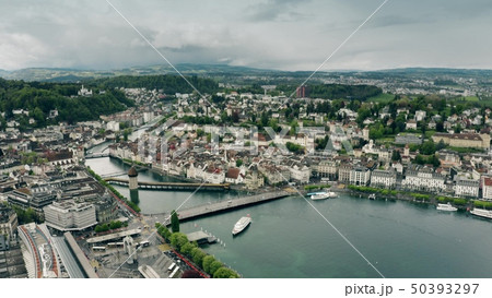 Aerial view of Lucerne and the River Reuss, Switzerland 50393297