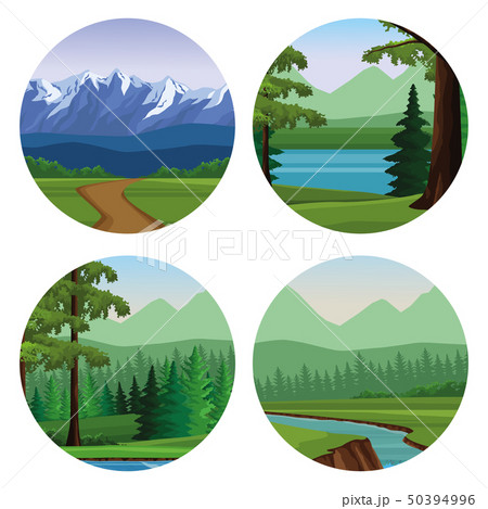 Wanderlust landscapes cartoon 50394996