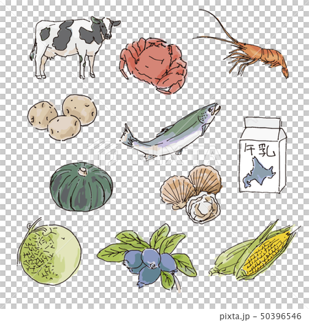 北海道特産品水彩イラスト 50396546