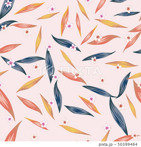 Abstract color seamless pattern flowers leaves 50399464