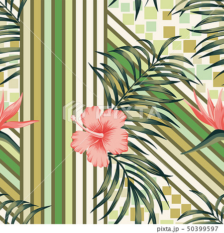 Abstract wallpaper tropical leaves and flowers 50399597