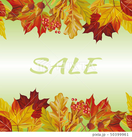 Autumn Leaves Border Sale Text Backgroundのイラスト素材