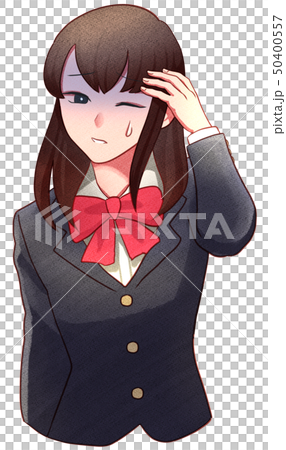 Illustration of a female student with a headache 50400557