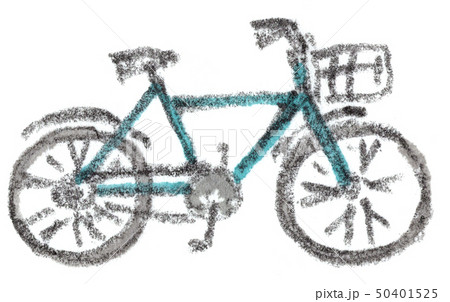 前カゴの付いた自転車の手描きイラスト 草花や暮らしの手描きイラストやデザイン素材 ほっこりデザイン