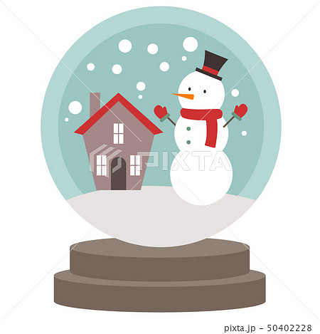 雪だるまのスノードームのイラストのイラスト素材