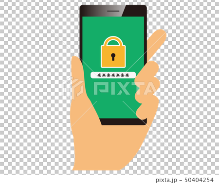 スマートフォン　スマホ　モバイル　セキュリティ　PC　鍵　手　指　ログイン画面 50404254