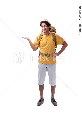 Young handsome tourist isolated on white  50404361