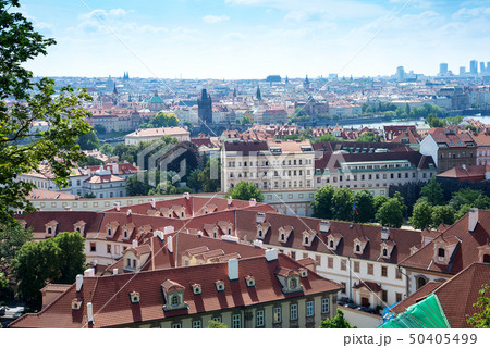 Old town cityscape of Praha with Red roofs in summer. Aeriel photo of the city Czech Republic 50405499