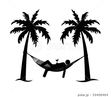 Man In A Hammock Between Palms Pictogram のイラスト素材