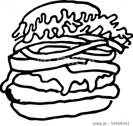 ハンバーガーの手書きベクターのイラスト素材