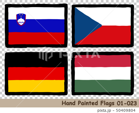 手描きの旗アイコン スロベニアの国旗 チェコの国旗 ドイツの国旗 ハンガリーの国旗 のイラスト素材