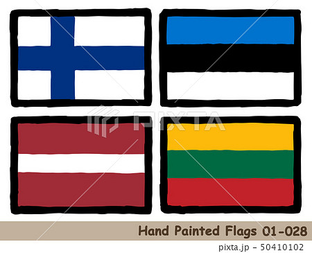 手描きの旗アイコン,フィンランドの国旗,エストニアの国旗,ラトビアの国旗,リトアニアの国旗