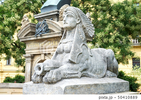 Sphinx statue along the Vltava river in Prague, Czech Republic Sphinx statue along the Vltava river in Prague, Czech Republic 50410889