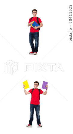 Young student with backpack isolated on white Young student with backpack isolated on white 50411925