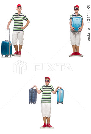 Young man with suitcase isolated on white Young man with suitcase isolated on white 50411939