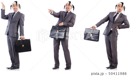 Funny clown businessman with briefcase Funny clown businessman with briefcase 50411986