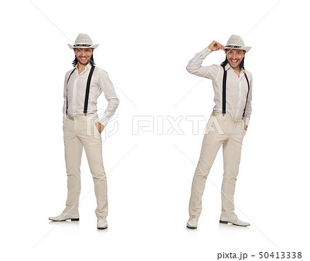 Man in funny concept isolated on white Man in funny concept isolated on white 50413338