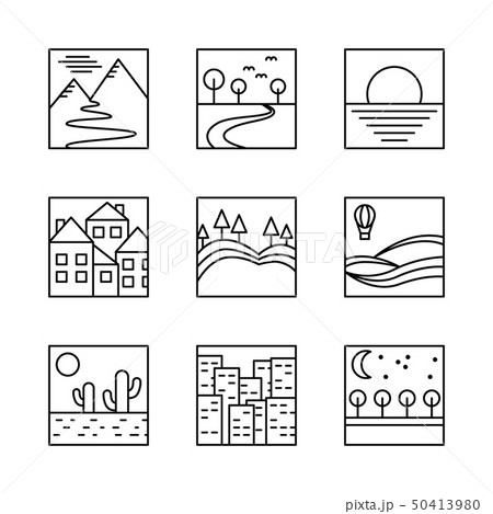 vector square simple icons 50413980