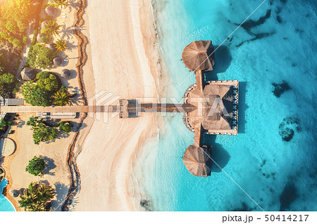 Aerial view of beautiful hotel in Indian ocean Aerial view of beautiful hotel in Indian ocean 50414217
