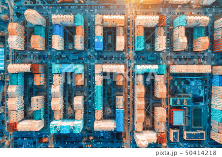 Aerial view of the colorful buildings Aerial view of the colorful buildings 50414218