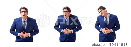 Young sick and unhappy businessman isolated on white background 50414613