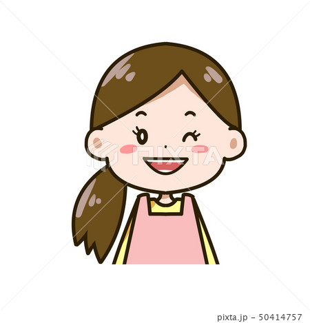 ウインクする女性 上半身 イラスト ウインクする女性 上半身 イラスト 50414757