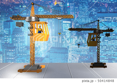 Operator operating construction crane in business concept 50414848