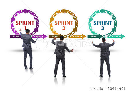 Businessman in agile methods concept 50414901